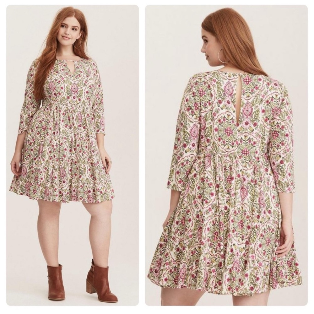 Torrid Floral Print Challis Skater Dress